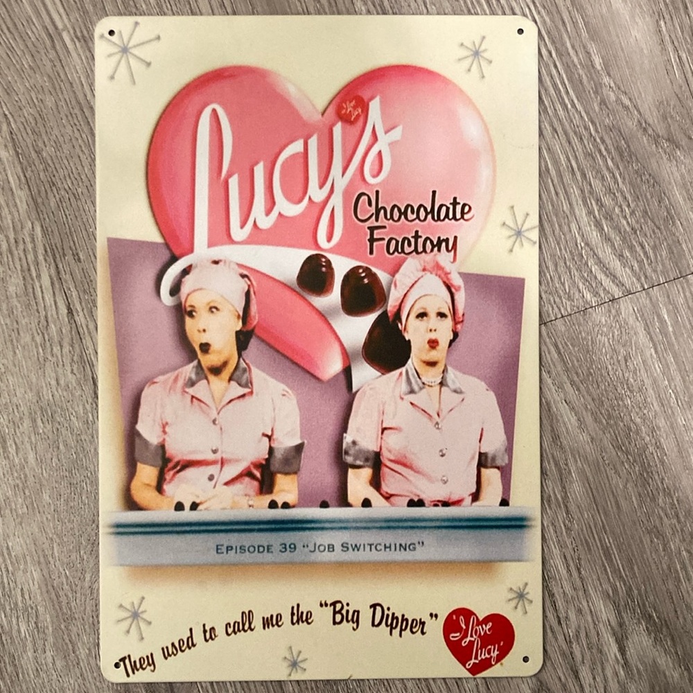 Metal Tin I Love Lucy Chocolate Factory Sign
